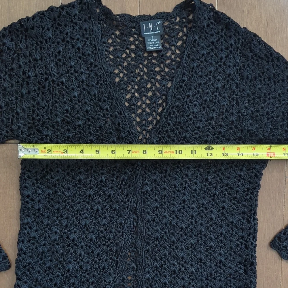 INC International Concepts Black Crochet Cardigan - Picture 5 of 7